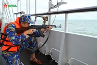 Cadets Aboard Sailing Ship 286-Le Quy Don in Anti-piracy Training